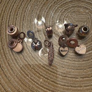 8 Authentic Pandora Retired Gold-Plated Charms